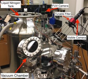 Photograph showing Experimental set-up for studying UV/Vis reflectivity of ice and regolith.