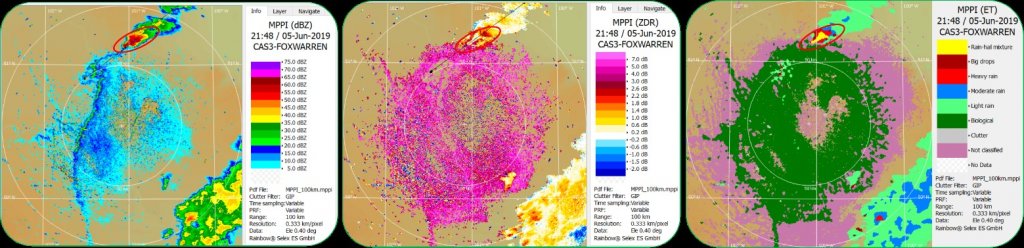 shows 3 computer generated satellite images of data